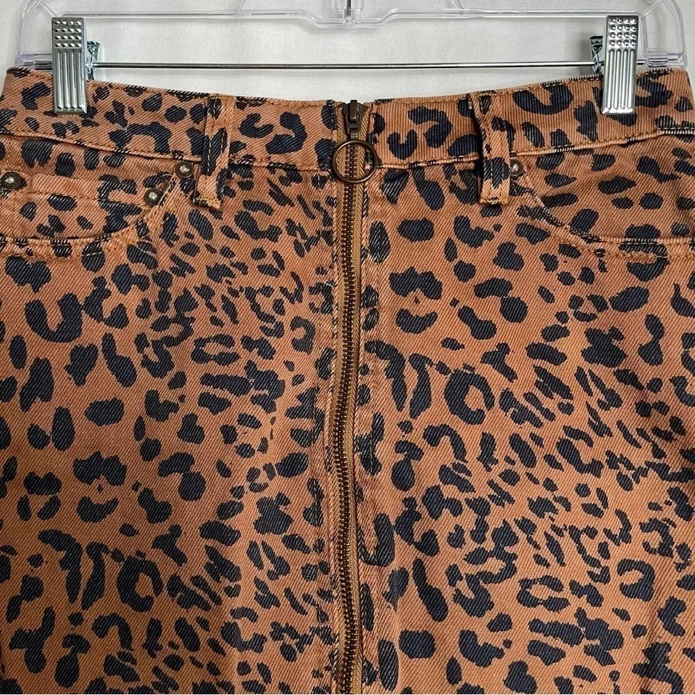 Free People Boho Zip It Up Leopard Print Mini Skirt
